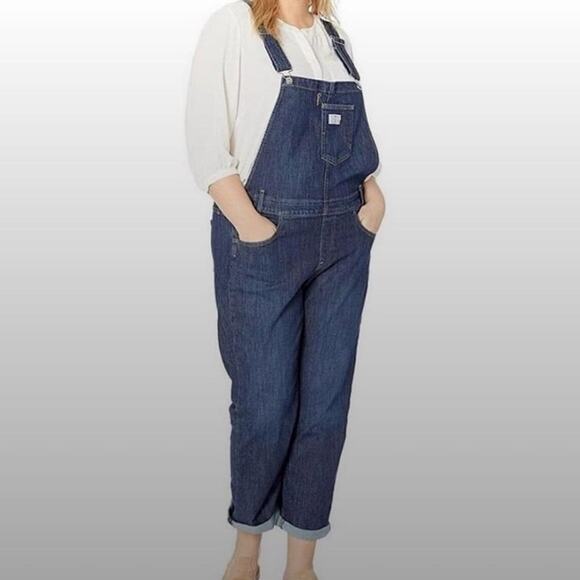 New Levi's Cropped Stretch Denim Overalls $128 PLUS SIZE 16W - Picture 4 of 5